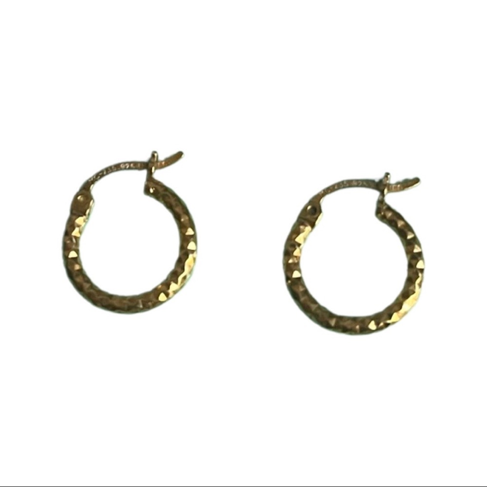 Vermeil 14K Gold Diamond Cut Small Hoop Earrings